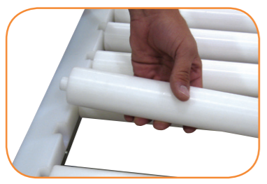 WHITE CASTER ROLLER CONVEYOR 4 INCH DIA 1.5 IN WIDTH FOOD GRADE ACETAL DELRIN NW 